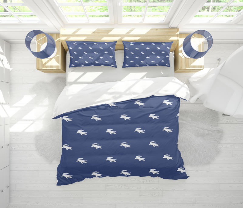 Alligator Pillow Sham, Navy Blue