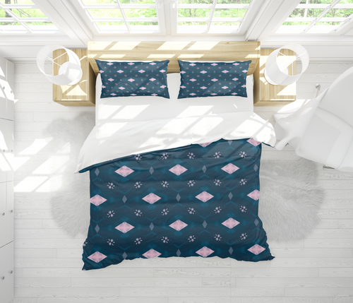 Jordana Navy Blue and Pink Pillow Sham