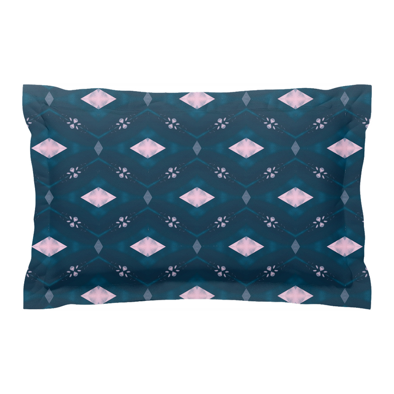 Jordana Navy Blue and Pink Pillow Sham