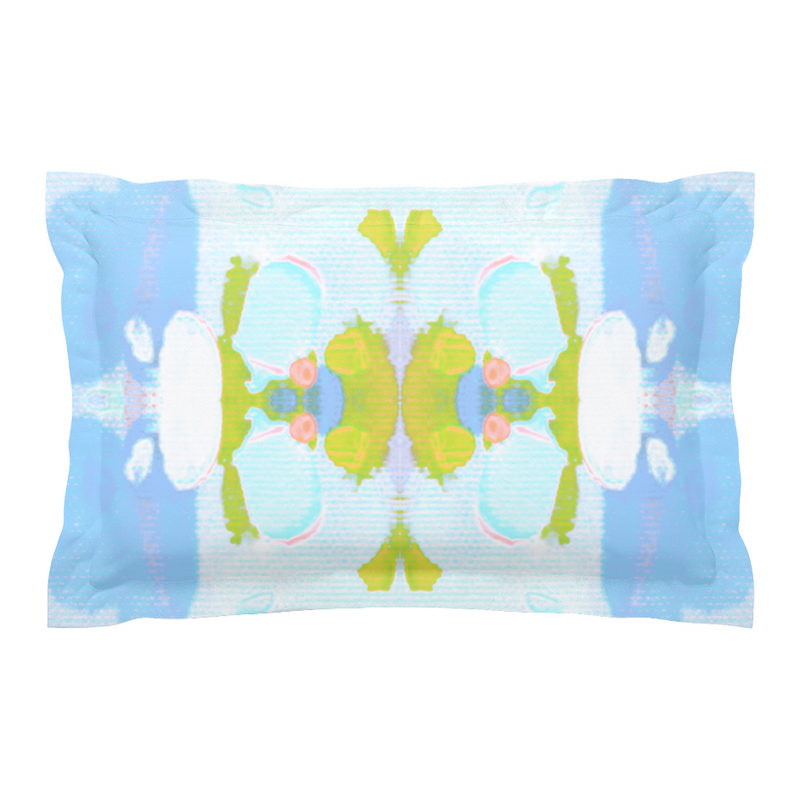 Sea Grape Pillow Sham, French Blue and Chartreuse