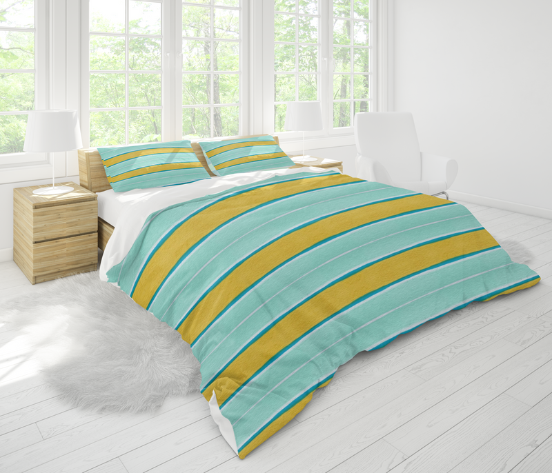 Annie Turquoise and Yellow Stripe Bedding Collection