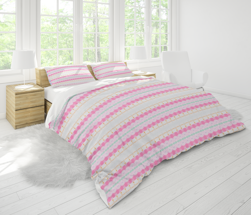 Genevieve Pink and White Stripe Bedding