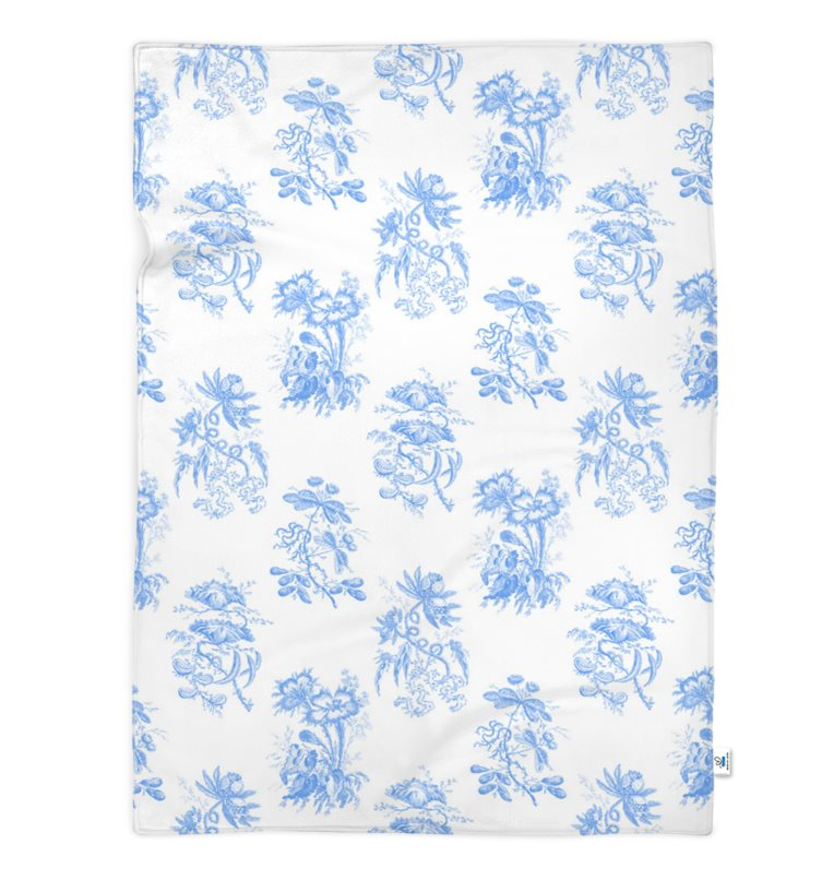 Blue Chinoiserie Polar Fleece Throw Blanket