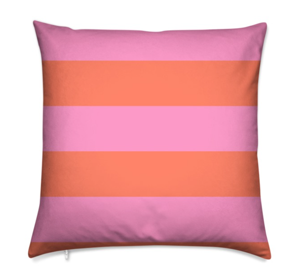 Pink and Orange Striped Pillow