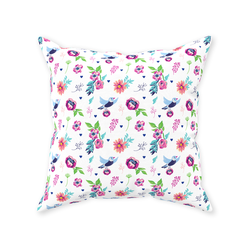 Bird and Flowers Pillow