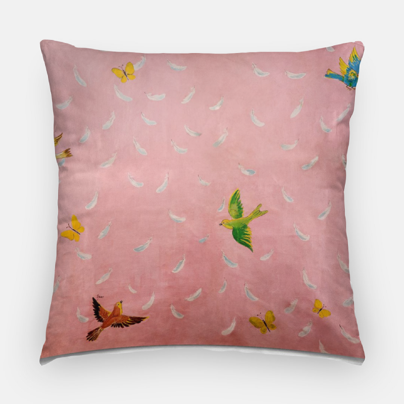 Feathers Pink Pillow