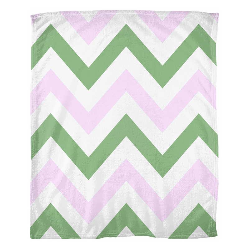 Oxford Pink Herringbone Pink & Green Throw Blanket