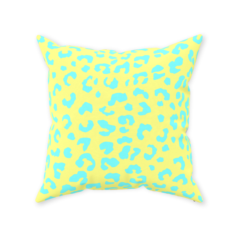 Oxford Pink Kids, Leopold Leopard Pillow in Yellow and Aqua