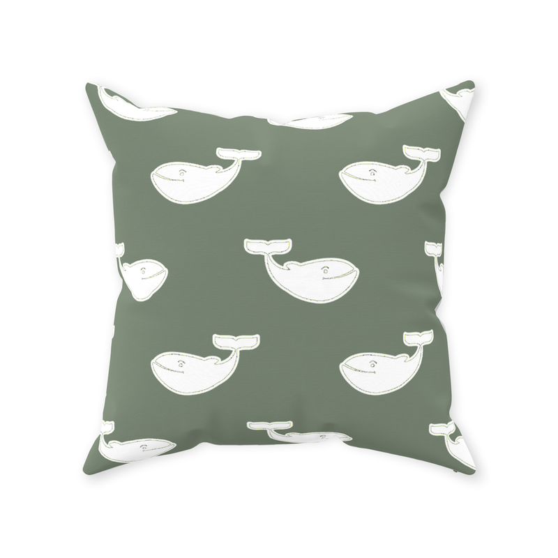 Green Whale Pillow