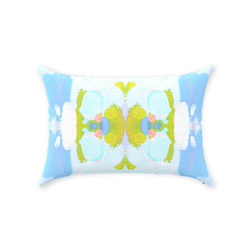 Sea Grape Pillow, French Blue and Chartreuse