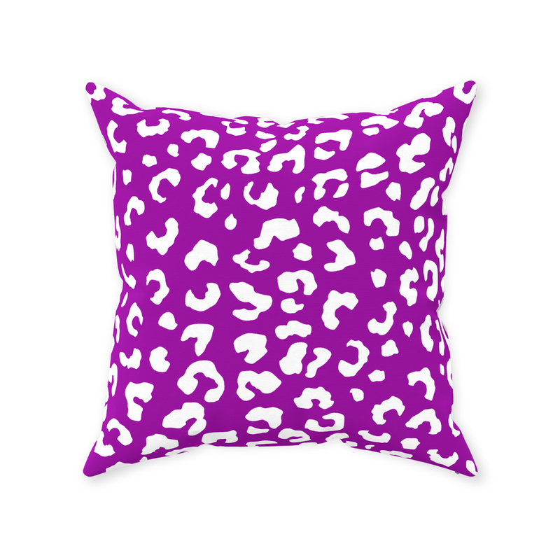 Leopold Leopard Pillow, Purple and White