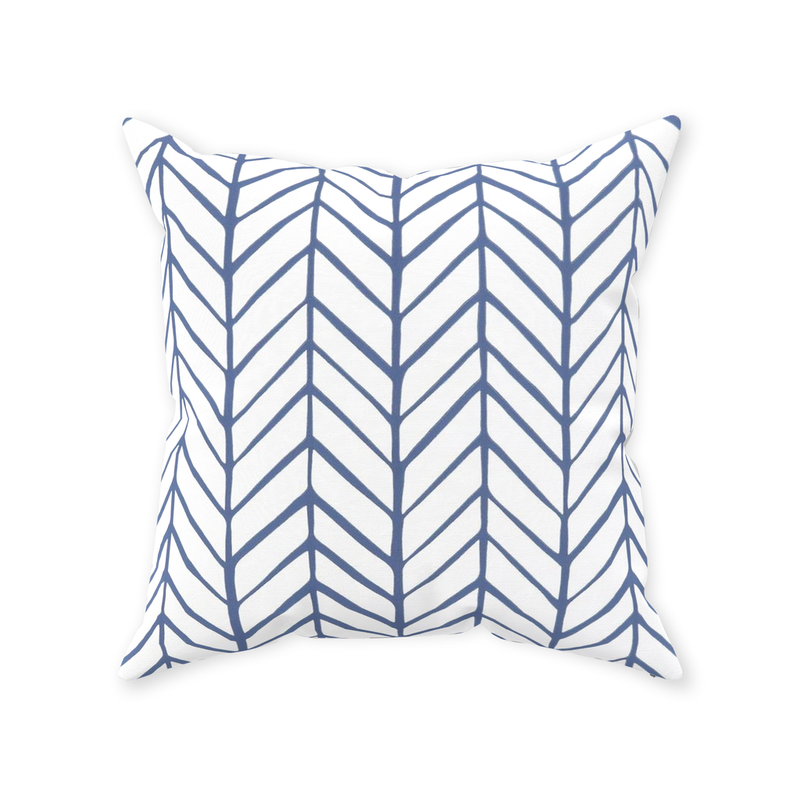 Blue and White Herringbone Pillow