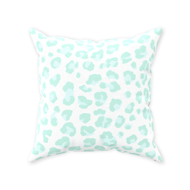 Leopold Leopard Pillow, Aqua