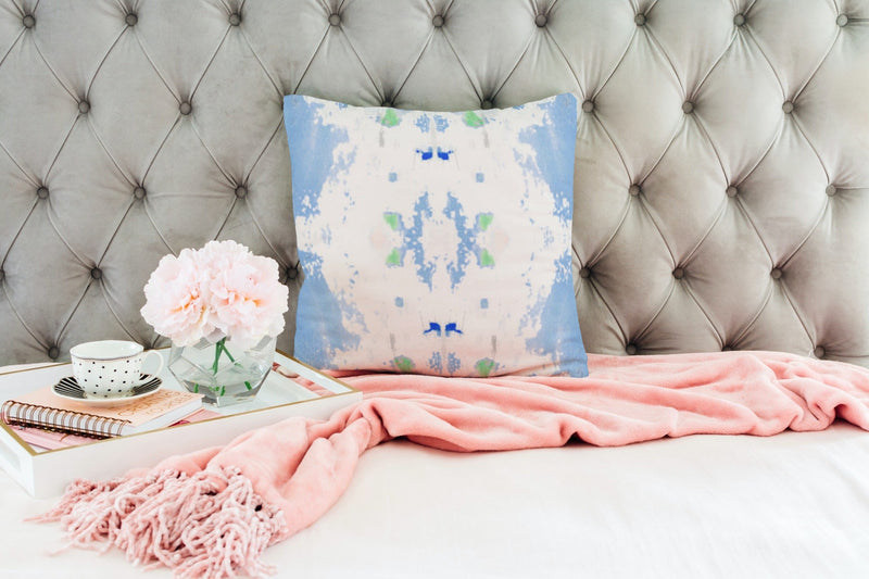 Oxford Pink Penelope Pillow, French Blue