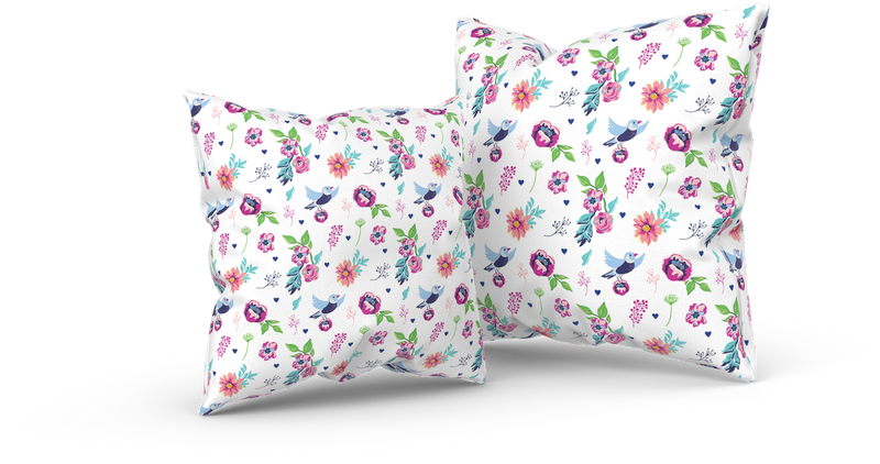 Bird and Flowers Pillow