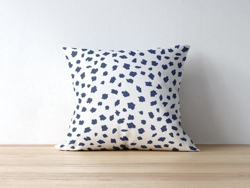 Spotsy Pillow in Navy Blue and White