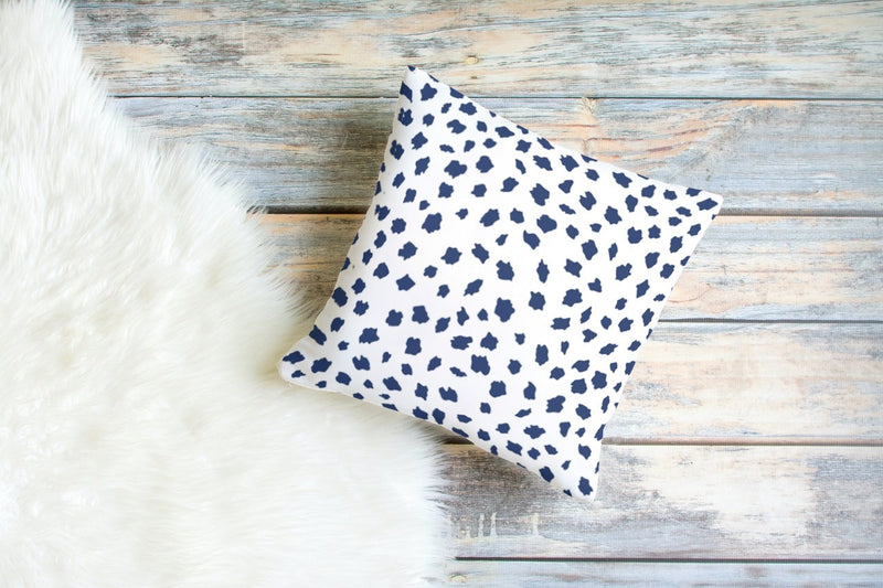 Spotsy Pillow in Navy Blue and White