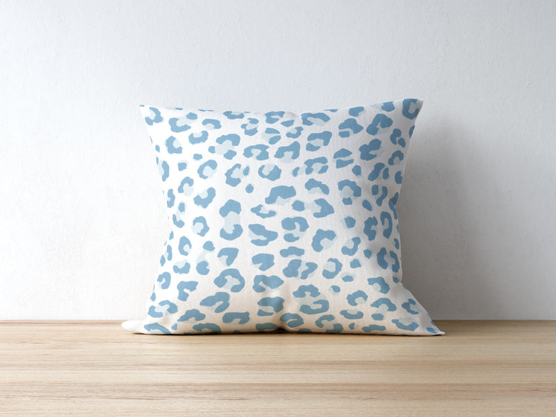 Leopold Leopard Pillow, Blue