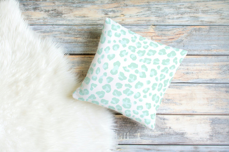 Leopold Leopard Pillow, Aqua