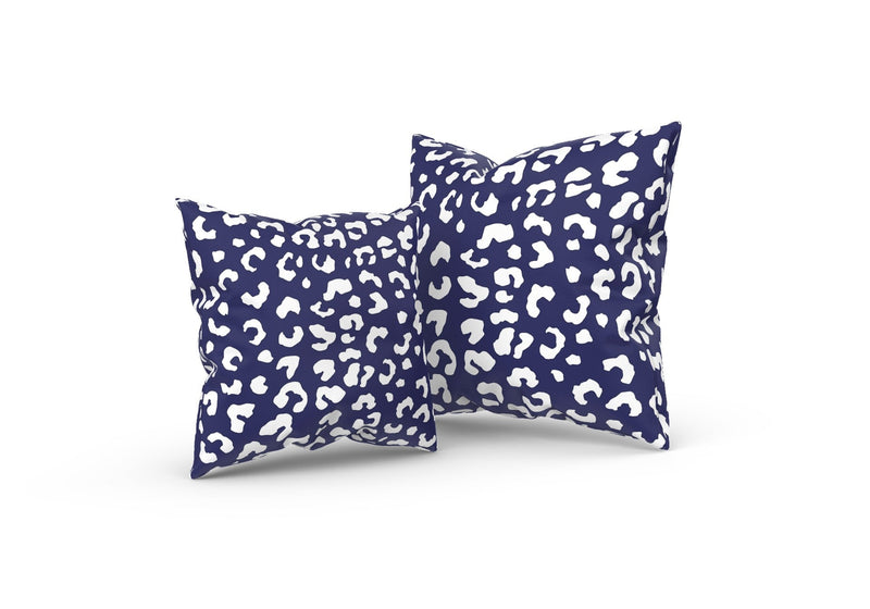 Leopold Leopard Pillow, Navy and White