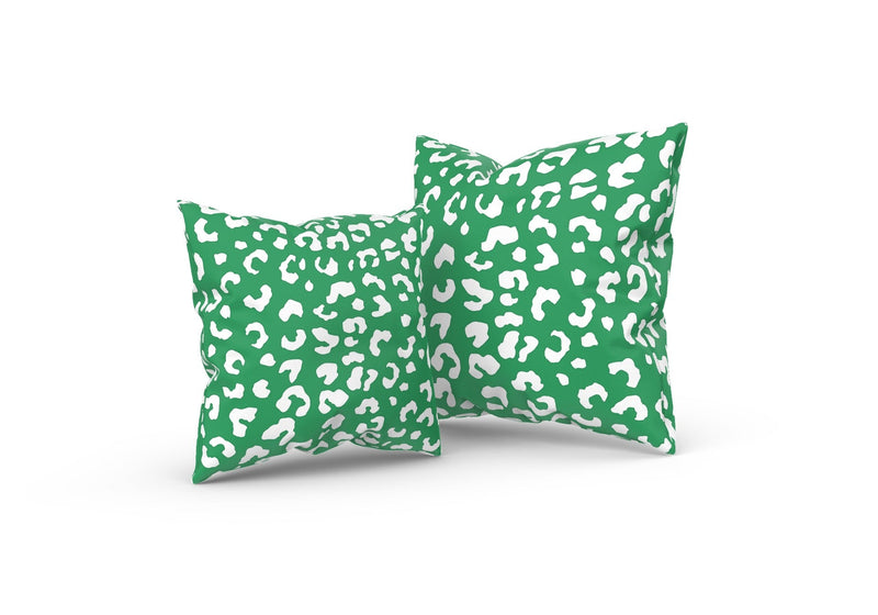 Leopold Leopard Pillow, Green and White