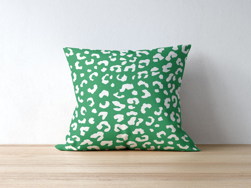 Leopold Leopard Pillow, Green and White