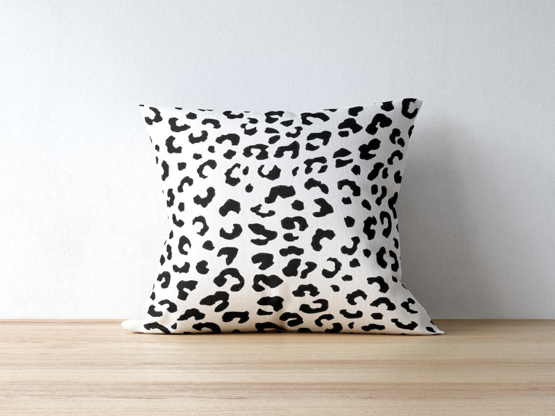 Leopold Leopard Pillow, Black and White