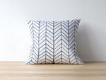 Blue and White Herringbone Pillow