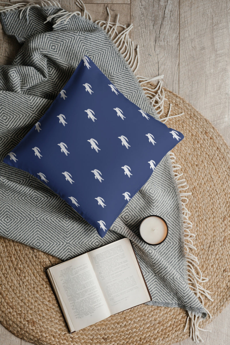 Alligator Pillow in Navy Blue & White