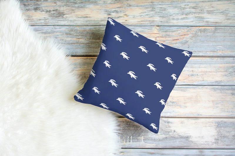 Alligator Pillow in Navy Blue & White