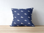 Alligator Pillow in Navy Blue & White