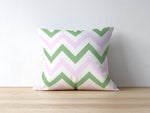 Pink and Green Herringbone Pillow