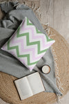 Pink and Green Herringbone Pillow