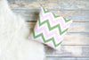 Pink and Green Herringbone Pillow