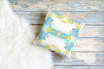 Champagne Garden Blue Pillow