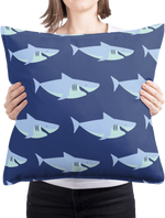 Oxford Pink Shark Pillow, Navy Blue