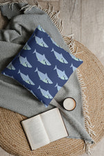 Oxford Pink Shark Pillow, Navy Blue