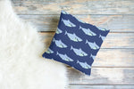 Oxford Pink Shark Pillow, Navy Blue