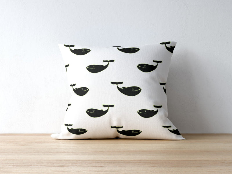 Black and White Whale Pillow